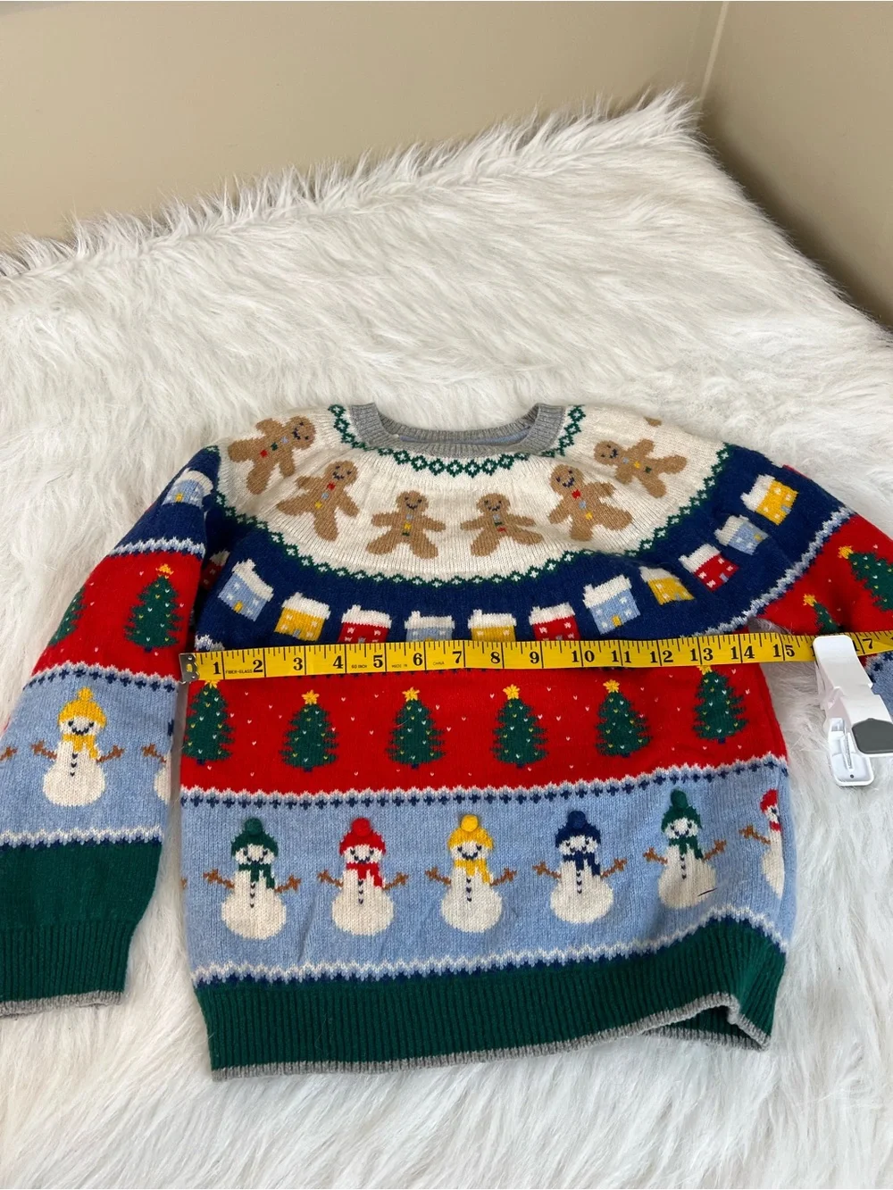 Mini Boden “all over Christmas” Holiday Fair Isle Crewneck Sweater - 7-8